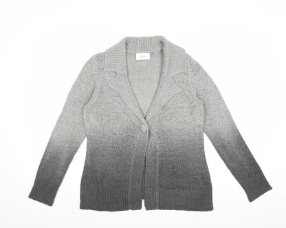 BHS Womens Grey Collared Acrylic Cardigan Jumper Size 8 - Ombré
