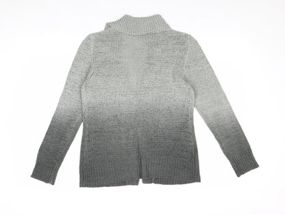 BHS Womens Grey Collared Acrylic Cardigan Jumper Size 8 - Ombré