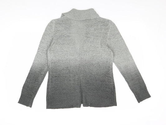 BHS Womens Grey Collared Acrylic Cardigan Jumper Size 8 - Ombré