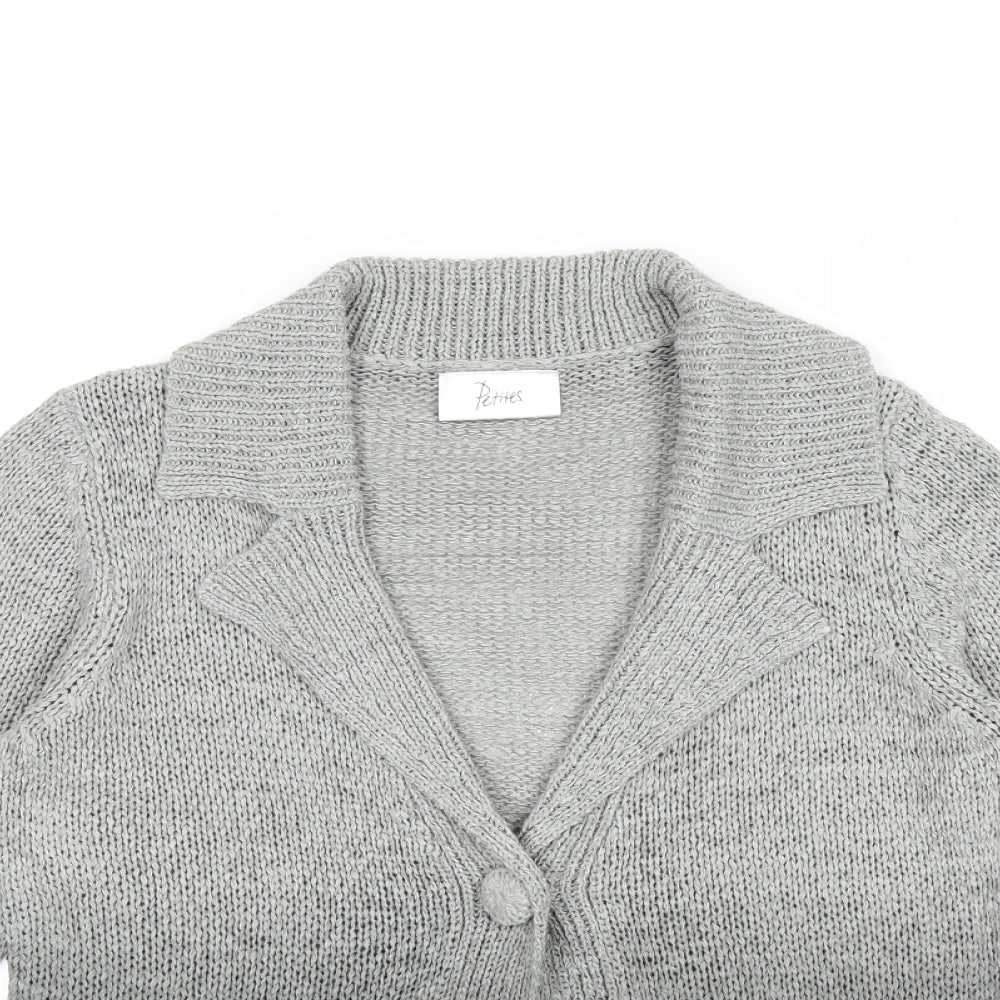 BHS Womens Grey Collared Acrylic Cardigan Jumper Size 8 - Ombré