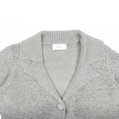 BHS Womens Grey Collared Acrylic Cardigan Jumper Size 8 - Ombré