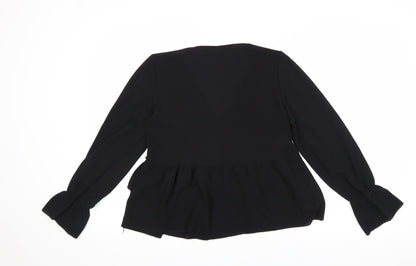 Boohoo Womens Beige Polyester Basic Blouse Size 10 V-Neck