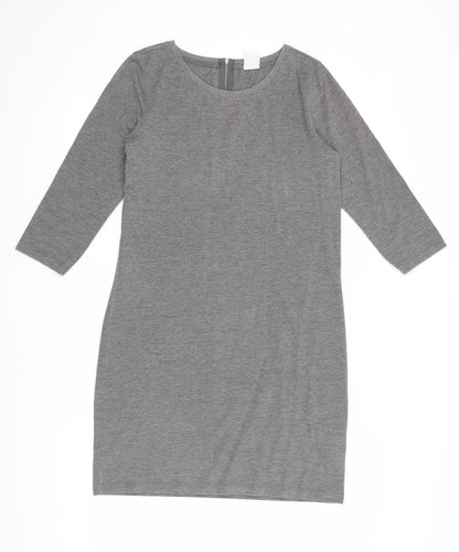 Vera Moda Womens Grey Cotton Shift Size XS Round Neck Zip