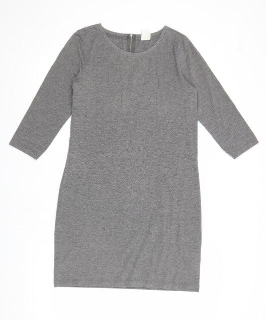 Vera Moda Womens Grey Cotton Shift Size XS Round Neck Zip