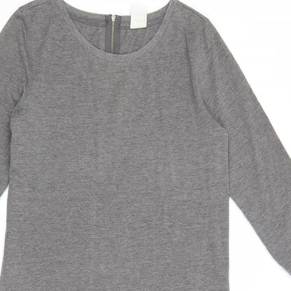 Vera Moda Womens Grey Cotton Shift Size XS Round Neck Zip