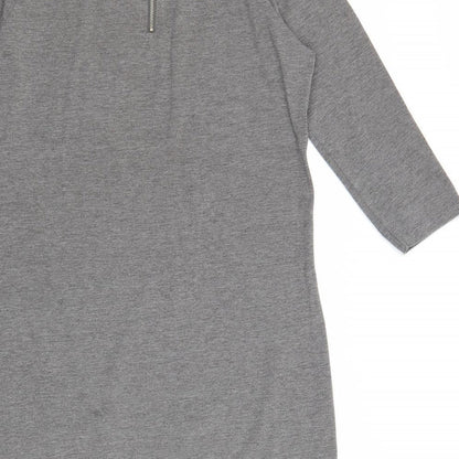 Vera Moda Womens Grey Cotton Shift Size XS Round Neck Zip