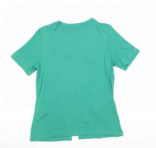 Olsen Womens Green Viscose Basic T-Shirt Size 10 Scoop Neck