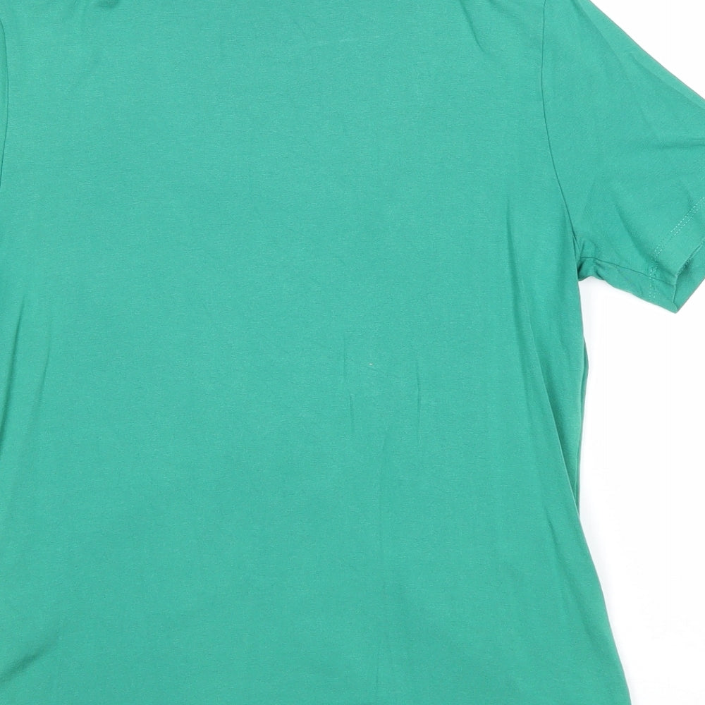 Olsen Womens Green Viscose Basic T-Shirt Size 10 Scoop Neck