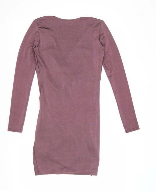 I SAW IT FIRST Womens Purple Polyester Pencil Dress Size 8 V-Neck Pullover