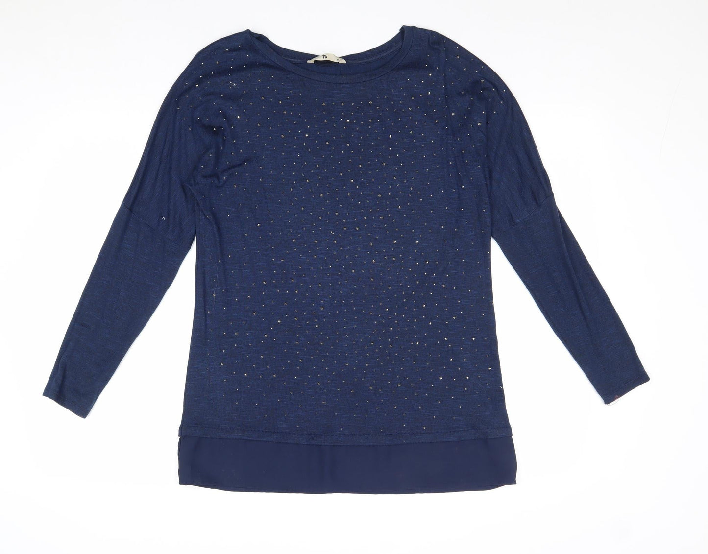 TU Womens Blue Boat Neck Viscose Pullover Jumper Size 10