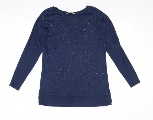 TU Womens Blue Boat Neck Viscose Pullover Jumper Size 10