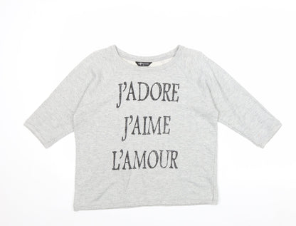 Internacionale Womens Grey Polyester Pullover Sweatshirt Size 12 Pullover - J'Adore J'Aime L'Amour