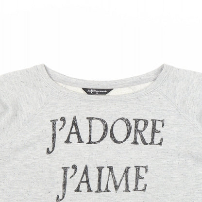 Internacionale Womens Grey Polyester Pullover Sweatshirt Size 12 Pullover - J'Adore J'Aime L'Amour