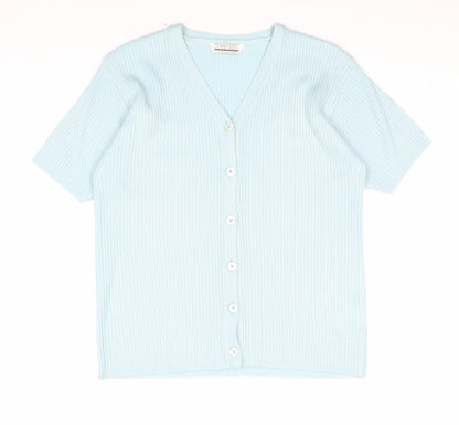 Instyle Womens Blue V-Neck Acrylic Cardigan Jumper Size M - Ribbed