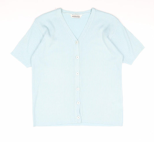 Instyle Womens Blue V-Neck Acrylic Cardigan Jumper Size M - Ribbed