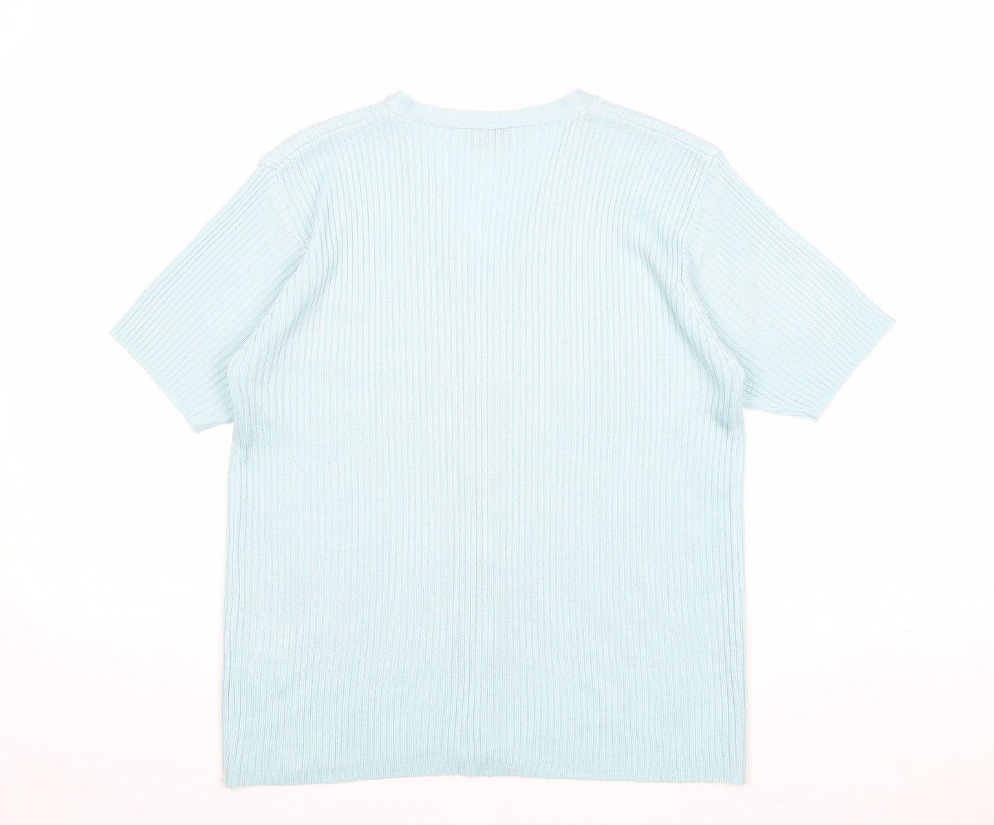 Instyle Womens Blue V-Neck Acrylic Cardigan Jumper Size M - Ribbed