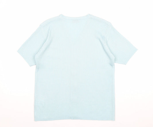 Instyle Womens Blue V-Neck Acrylic Cardigan Jumper Size M - Ribbed