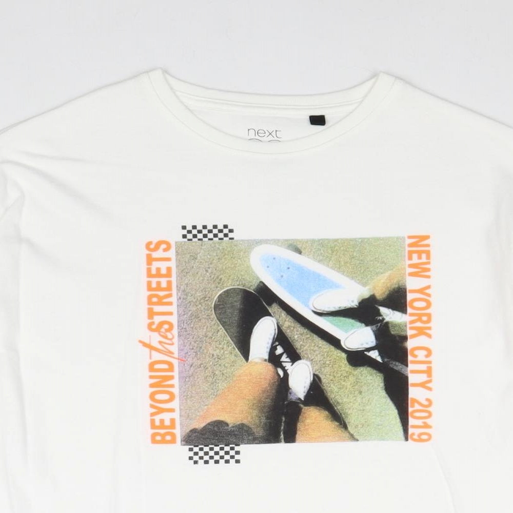 NEXT Boys White 100% Cotton Pullover T-Shirt Size 11 Years Crew Neck Pullover