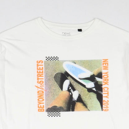NEXT Boys White 100% Cotton Pullover T-Shirt Size 11 Years Crew Neck Pullover