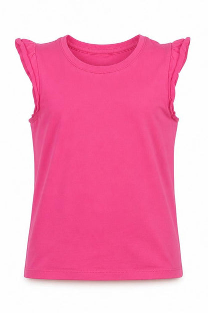 John Lewis Girls Pink 100% Cotton Basic Tank Size 6 Years Round Neck Pullover