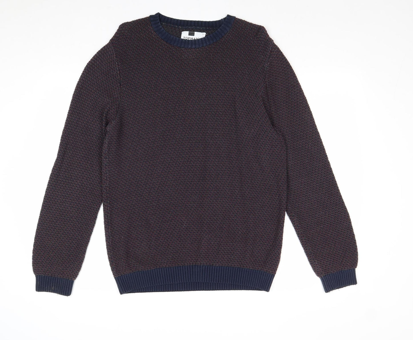 Topman Mens Blue Round Neck Acrylic Pullover Jumper Size M Long Sleeve