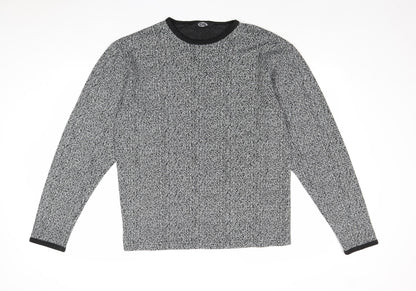 DS Mens Black Round Neck Acrylic Pullover Jumper Size L Long Sleeve