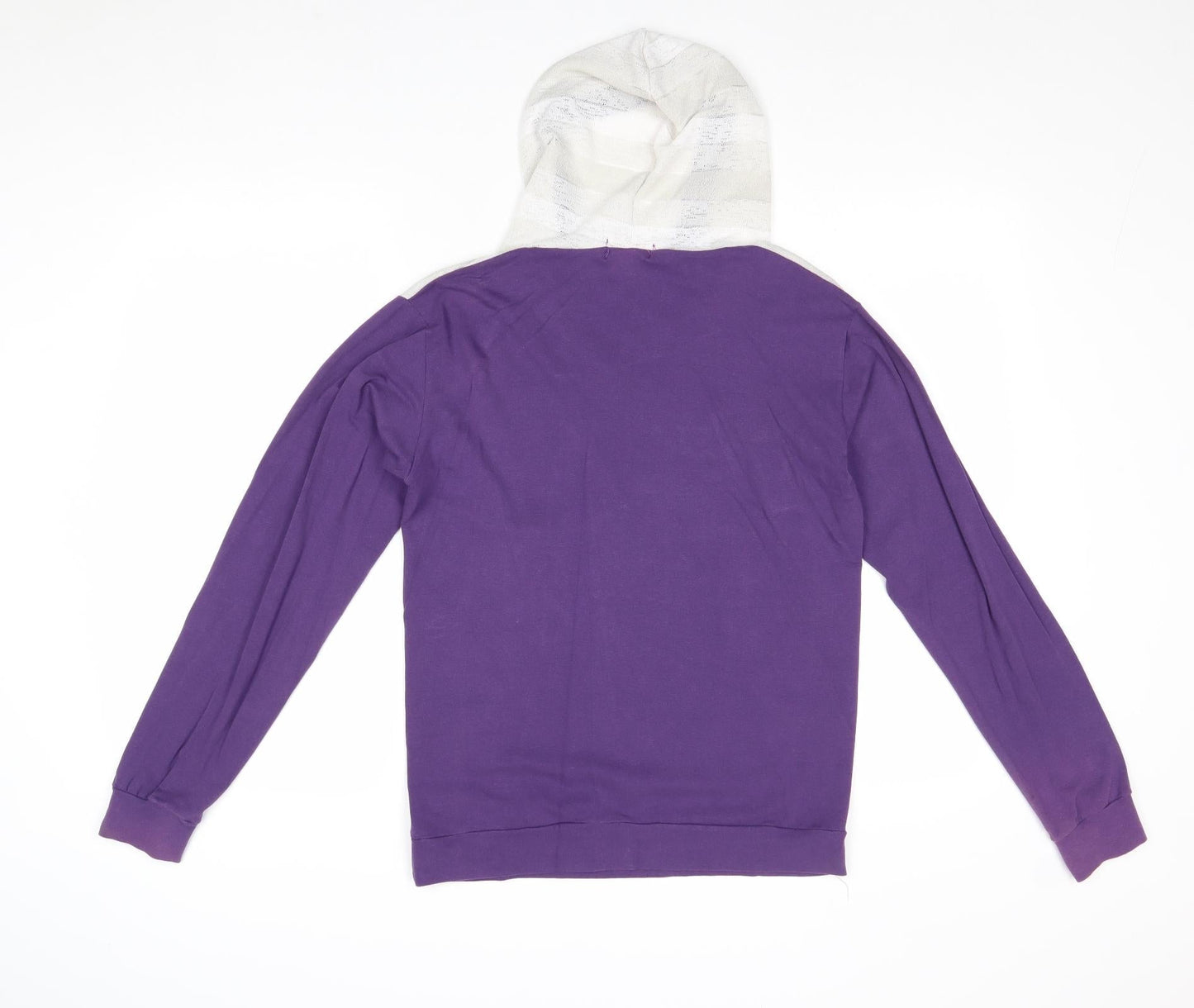 Fuel Womens Purple Striped Polyester Pullover Hoodie Size L Pullover