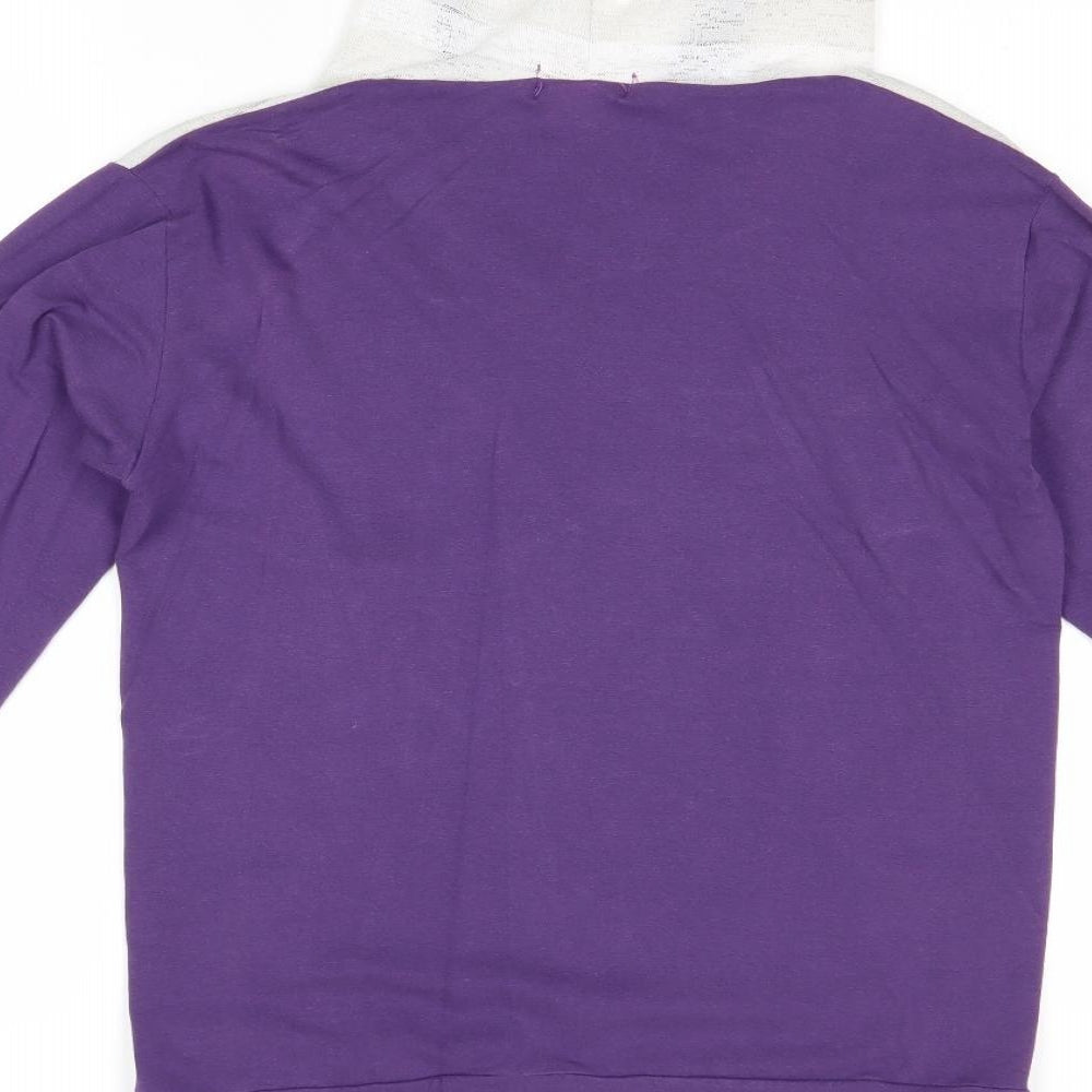 Fuel Womens Purple Striped Polyester Pullover Hoodie Size L Pullover
