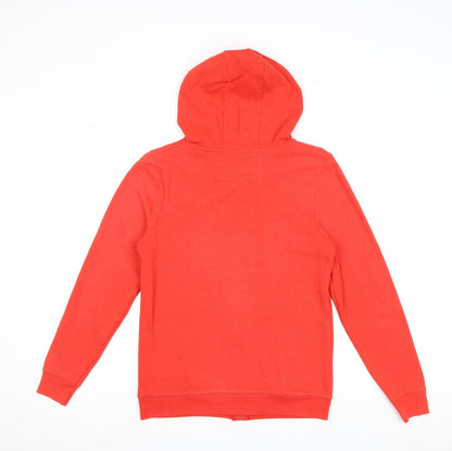 Denim & Co. Womens Red Cotton Full Zip Hoodie Size 8 Zip