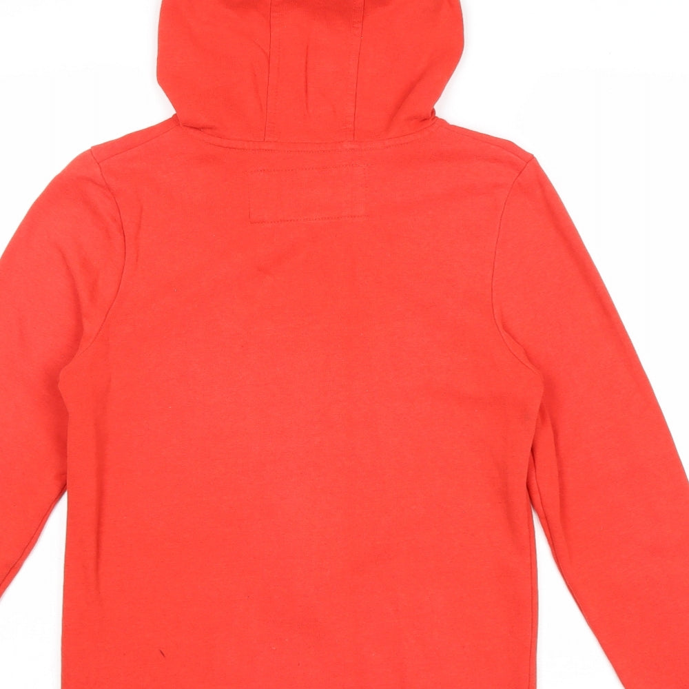 Denim & Co. Womens Red Cotton Full Zip Hoodie Size 8 Zip