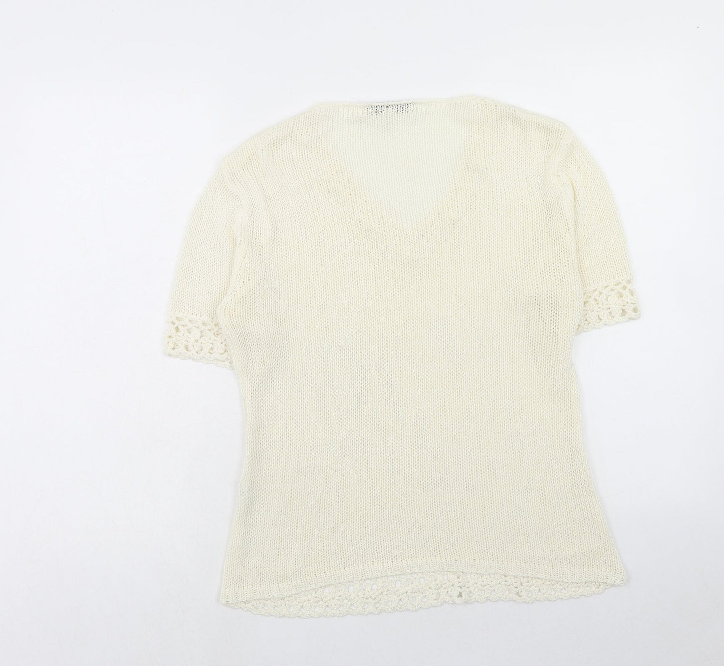 Classics Womens Ivory V-Neck Acrylic Pullover Jumper Size L