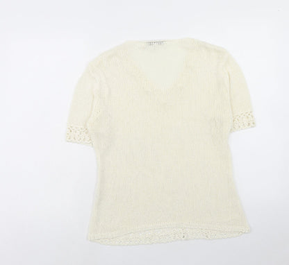 Classics Womens Ivory V-Neck Acrylic Pullover Jumper Size L