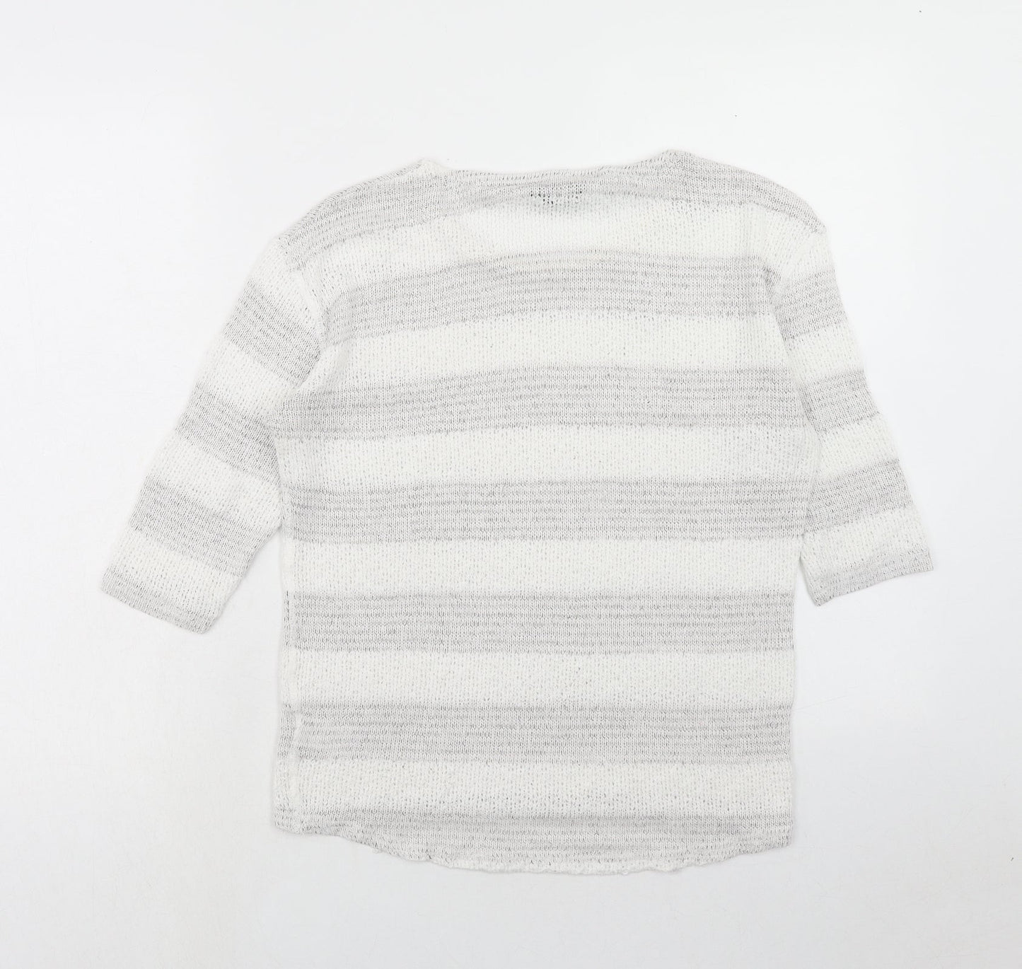 F&F Womens White Round Neck Geometric Viscose Pullover Jumper Size 10