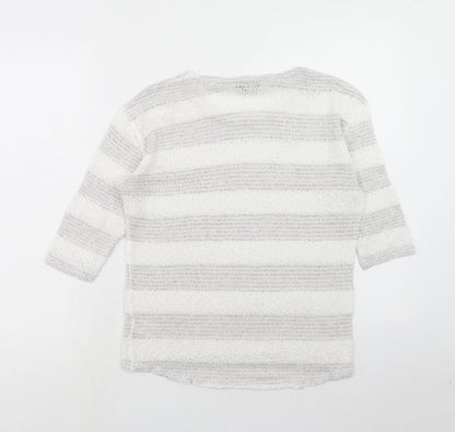 F&F Womens White Round Neck Geometric Viscose Pullover Jumper Size 10