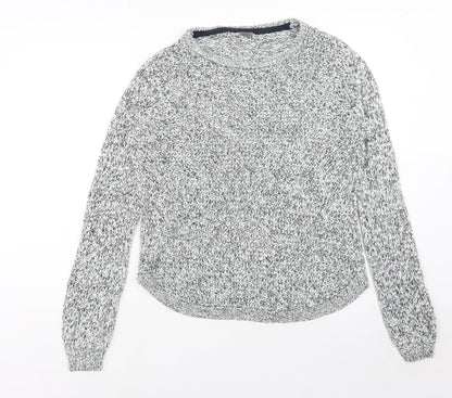 BHS Womens Blue Round Neck Geometric Acrylic Pullover Jumper Size 12