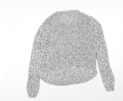 BHS Womens Blue Round Neck Geometric Acrylic Pullover Jumper Size 12