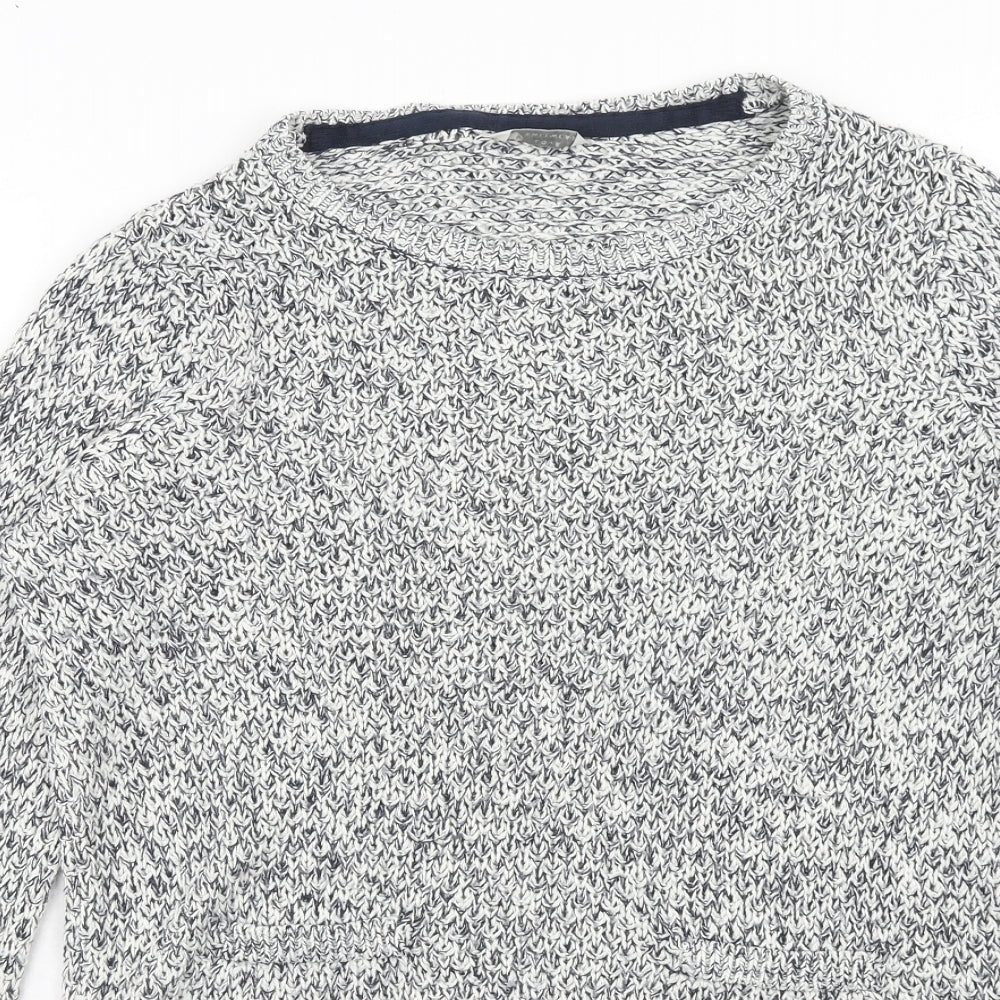 BHS Womens Blue Round Neck Geometric Acrylic Pullover Jumper Size 12