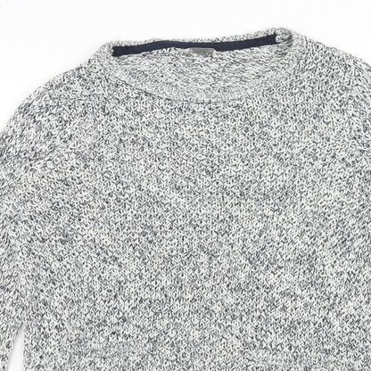 BHS Womens Blue Round Neck Geometric Acrylic Pullover Jumper Size 12