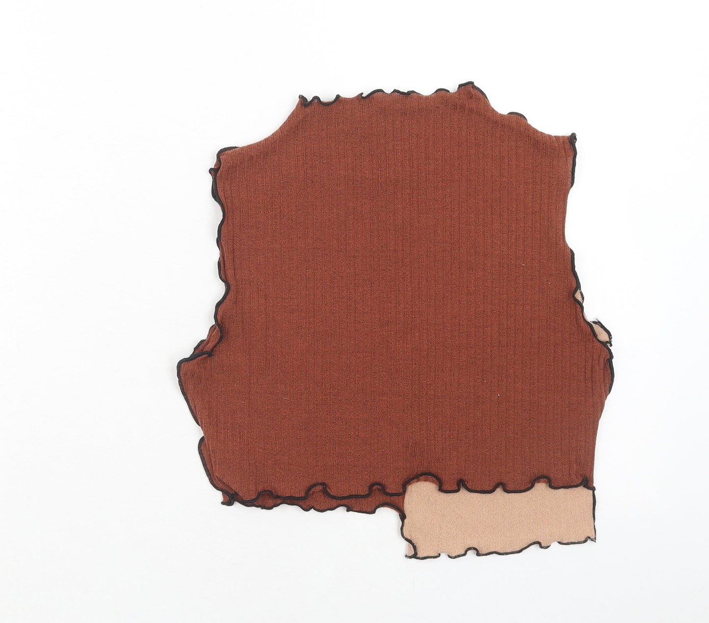 SheIn Womens Brown Colourblock Polyester Basic Tank Size M Square Neck - Asymmetric