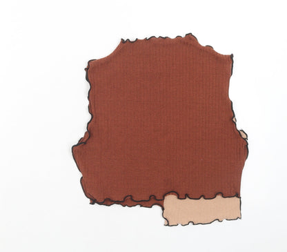 SheIn Womens Brown Colourblock Polyester Basic Tank Size M Square Neck - Asymmetric