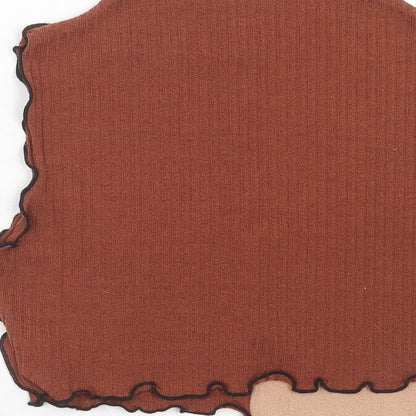 SheIn Womens Brown Colourblock Polyester Basic Tank Size M Square Neck - Asymmetric