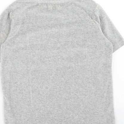 Preworn Girls Grey Geometric Cotton Basic T-Shirt Size 8 Years Round Neck Pullover