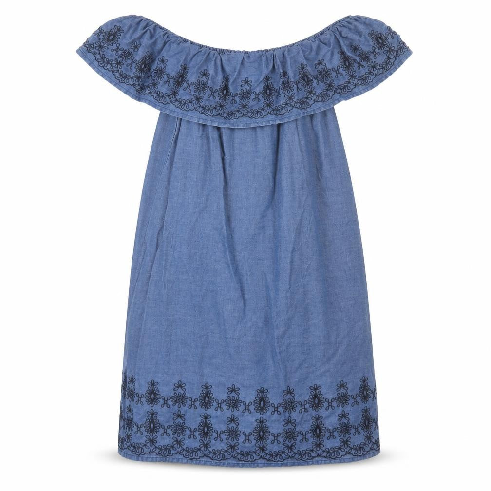 Denim & Co. Womens Blue Cotton A-Line Size 6 Boat Neck Pullover