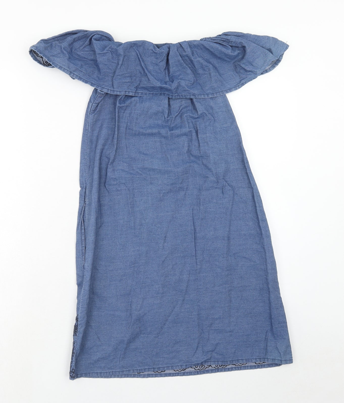 Denim & Co. Womens Blue Cotton A-Line Size 6 Boat Neck Pullover