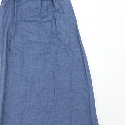 Denim & Co. Womens Blue Cotton A-Line Size 6 Boat Neck Pullover