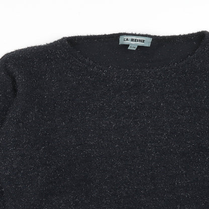 LA REINE Womens Black Boat Neck Nylon Pullover Jumper Size S