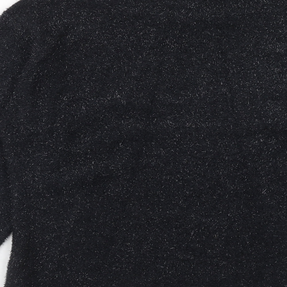 LA REINE Womens Black Boat Neck Nylon Pullover Jumper Size S