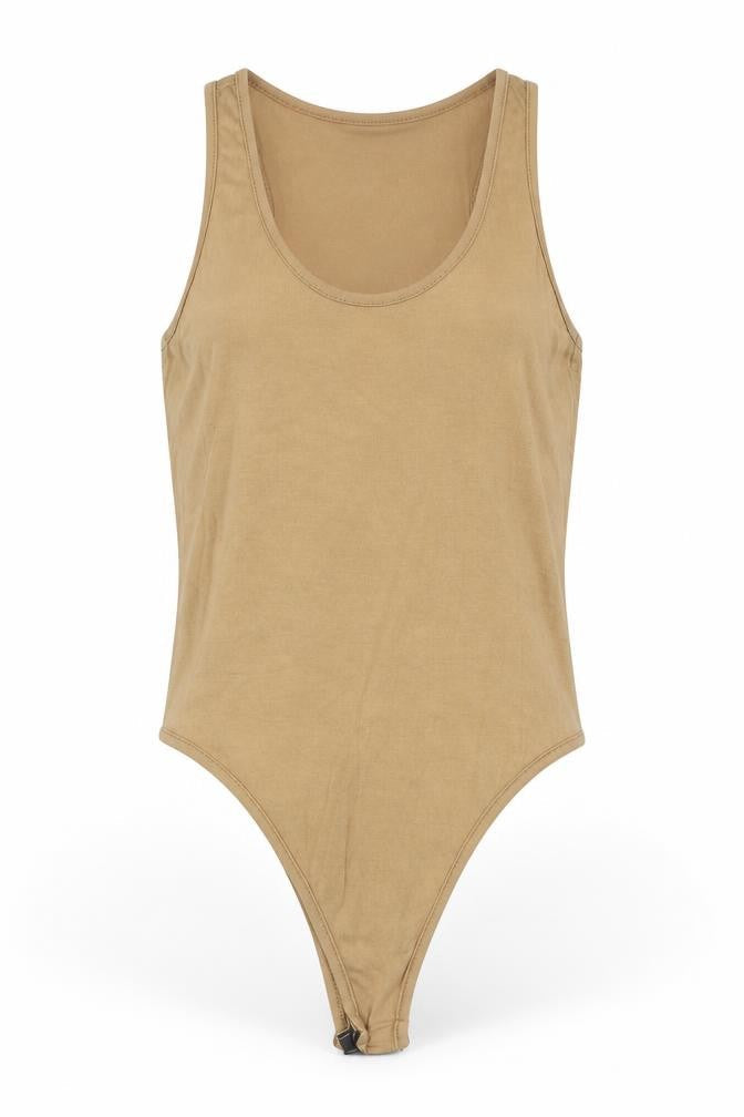 Womens UK Size 6 PRETTYLITTLETHING One-Piece Beige Bodysuit