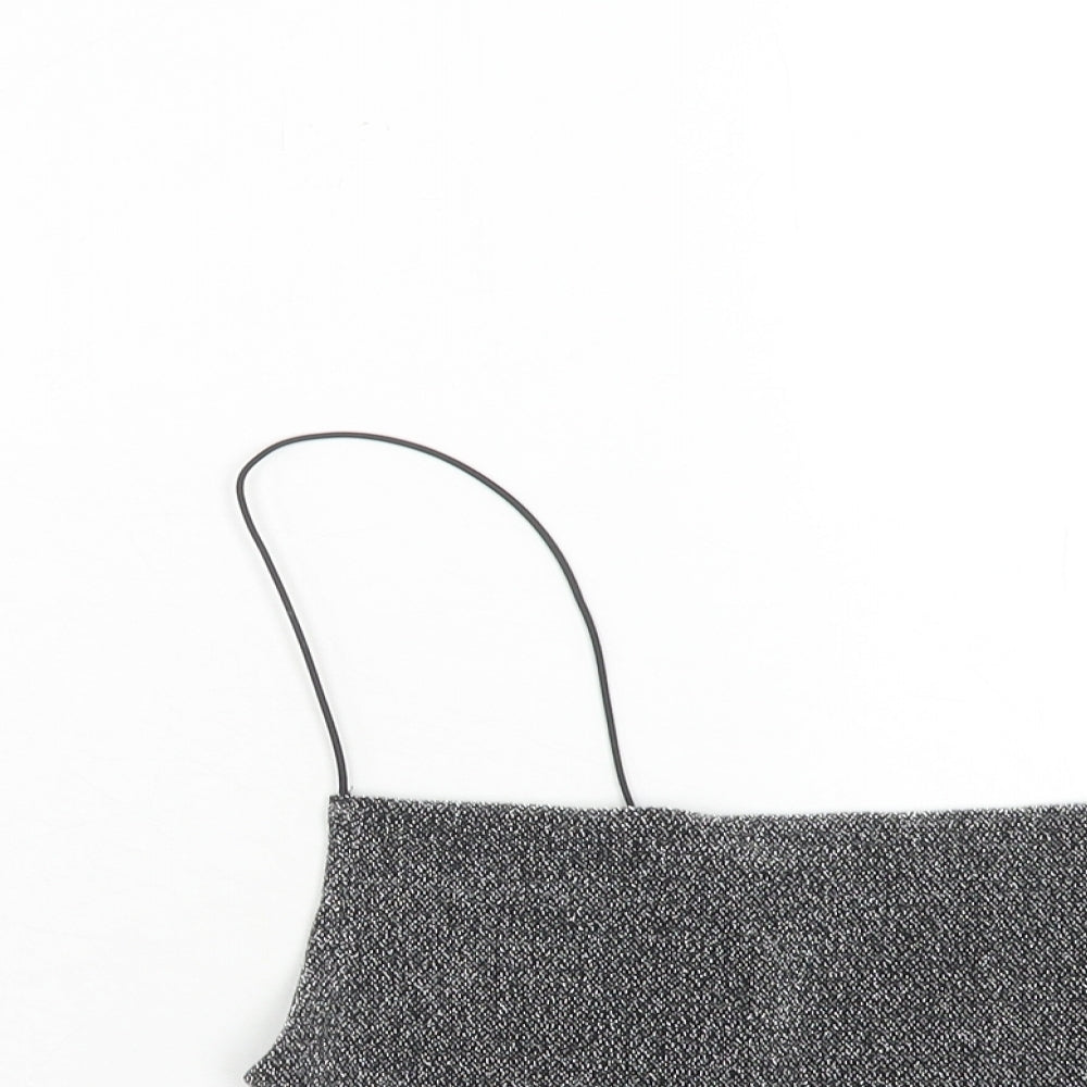 Womens UK Size M H&M Black Cropped Tank