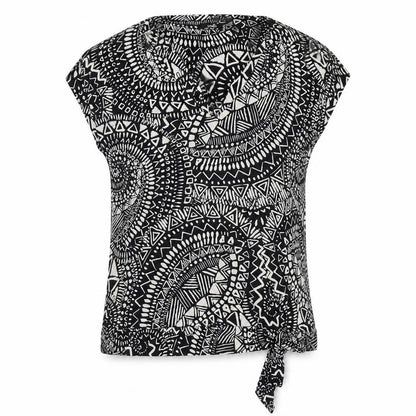 Wallis Womens Black Geometric Viscose Basic Blouse Size 12 V-Neck